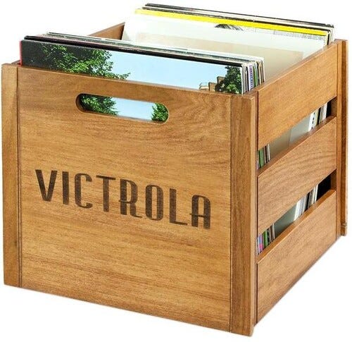 Victrola VA20 Platekasse for 50 plater i naturtre