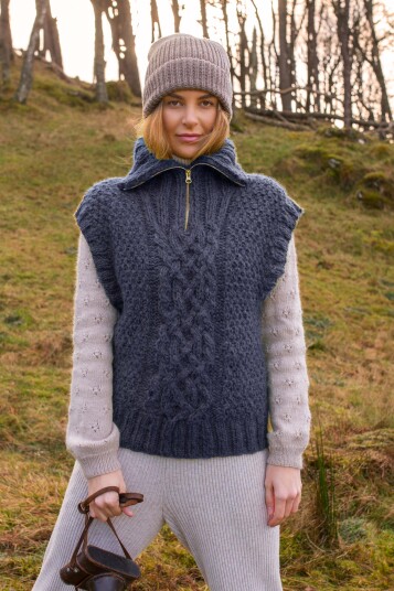 ØYA zip vest gråblå