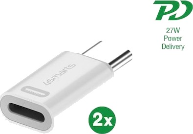 4smarts Lightning til USB C Adapter 2 pack hvit 4smarts Lightning til USB C Adapter 2 pack hvit