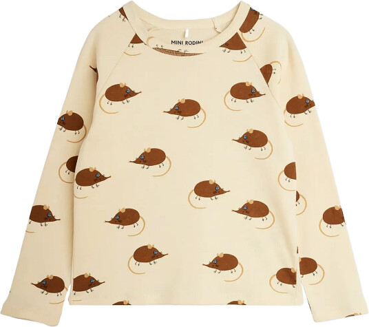 Mini Rodini Elephant Shrew Aop Ls Tee Beige 104/110