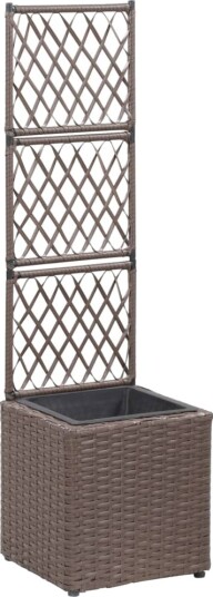 vidaXL Høybed med espalier 1 potte 30x30x107 cm polyrotting brun