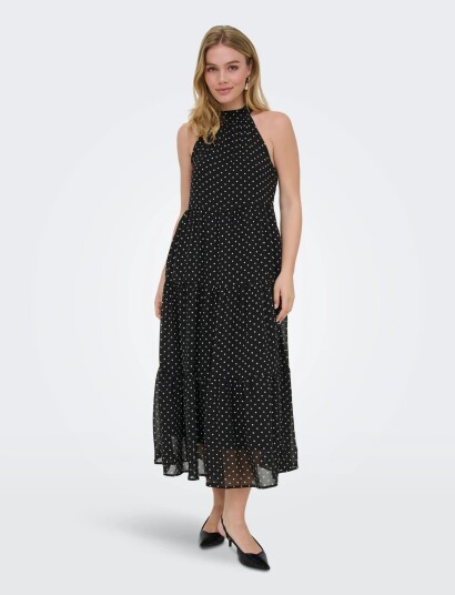 ONLY Onlpetra Life Halter Neck Ank Dress Wvn Black M