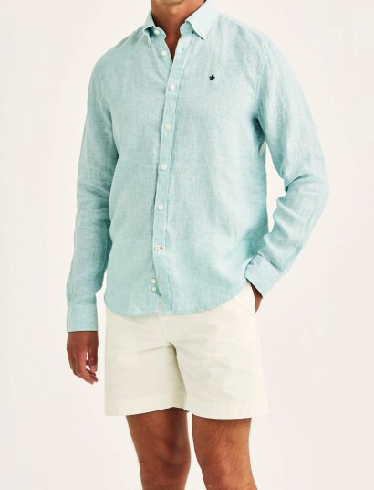 Morris Douglas Linen Shirt Classic Fit   Green   XL