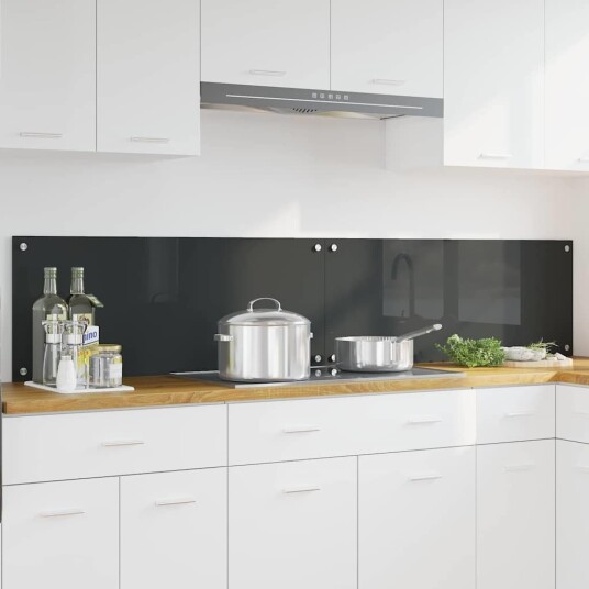 Kjøkkenbakplate 2 pcs Mørkegrå 100 x 40 cm herdet glass