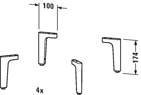 Duravit Sokkelfot/Støtteben 4 stk Krom Duravit Sokkelfot/Støtteben 4 stk Krom