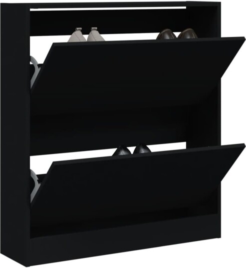 Skoskap svart 80x21x87,5 cm konstruert tre