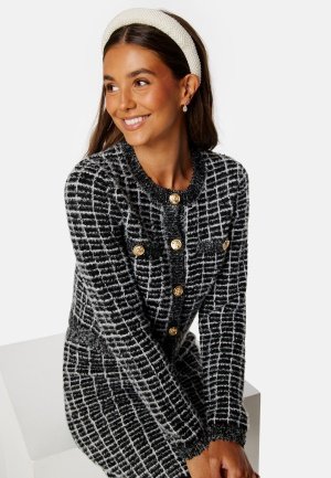 BUBBLEROOM Button Knitted Jacket Black/White/Checked M