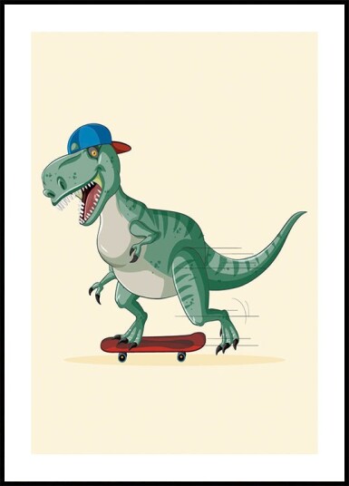 Skateboarding T Rex Plakat Plakat / 100x150cm Skateboarding T Rex Plakat Plakat / 100x150cm