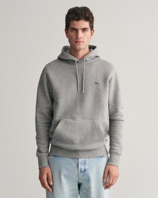 Gant Hettegenser med liten logo GREY MELANGE XXL Gant Hettegenser med liten logo GREY MELANGE XXL