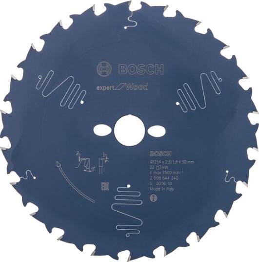 Bosch 254mm Sirkelsagblad 22 Tenner for Trebehandling Bosch 254mm Sirkelsagblad 22 Tenner for Trebehandling