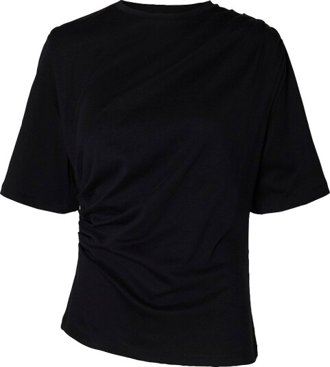 Selected Slwoline T-skjorte i Bomullsjersey med Rund Hals Svart M Selected Slwoline T-skjorte i Bomullsjersey med Rund Hals Svart M