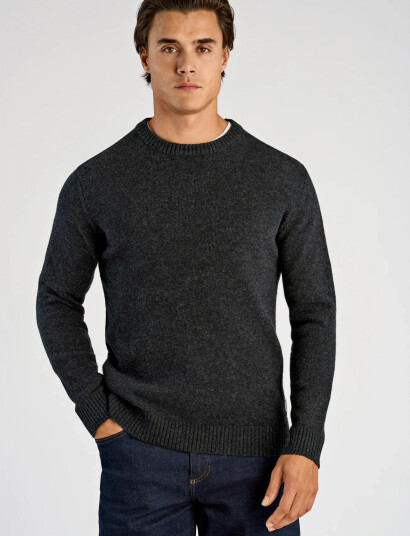 Lindbergh Lambswool O-Neck Knit - Black - XXL