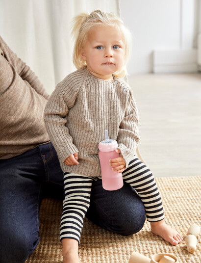 Everyday Baby Glass Straw Bottle Healthy + Rose Pink - Pink - 240 ml