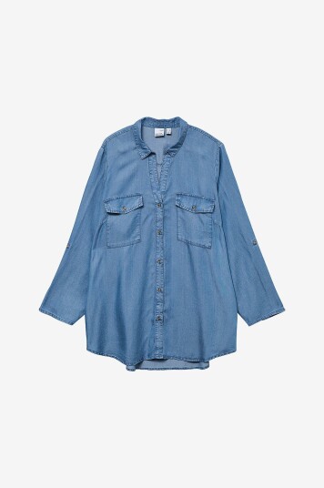Vero Moda Curve - Skjorte vmcBree 7/8 Sleeve Loose Shirt - Blå