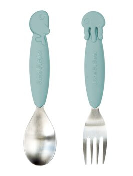 Done by Deer ™ Spoon & Fork Set YummyPlus Sea friends i blått