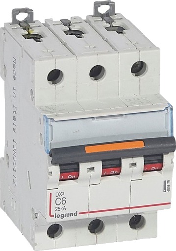 Legrand DX3 MCB automatsikring C6 3P 3M 25kA