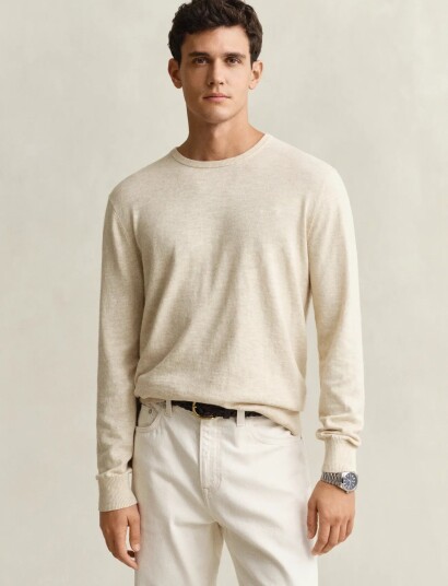 GANT Slub Cotton Linen C Neck Beige XL