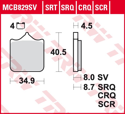 Bremseklosser TRW MCB829SCR