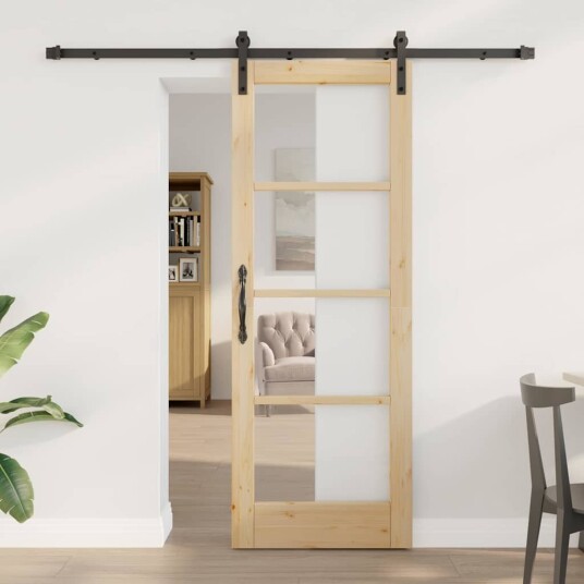 vidaXL Skyvedør med hardware sett 'ORKDAL'Solid tre & glass