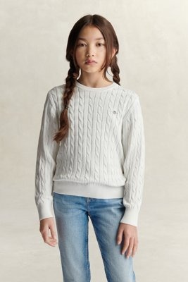 Shield Cable Knit Jumper WHITE 7 8Y