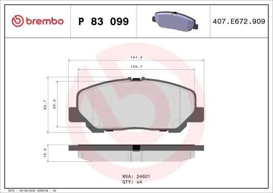 Bremseklosser BREMBO P 83 099 Bremseklosser BREMBO P 83 099