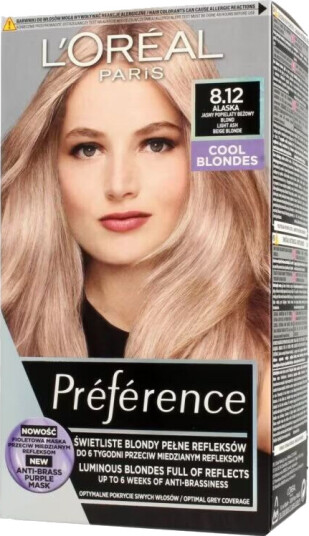 L'orèal Paris L'Oreal Preference Hårfarge 8,12 Alaska  Lys Ash Beige Blond 1 pakke.