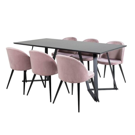 Venture Home Spisegruppe Venture Home Madde med 6 Valentina Stoler Fløyel GR20219