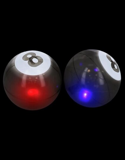 Lucky 8 Ball Stor Light Up Sprettball med Blinkende Rødt og Blått Lys 10 cm