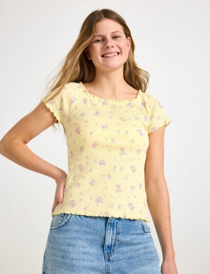 Lindex Ribbed Top Yellow 128
