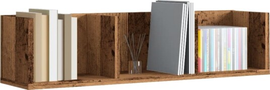 Veggmontert CD hylle gammelt tre 75x18x18 cm konstruert tre