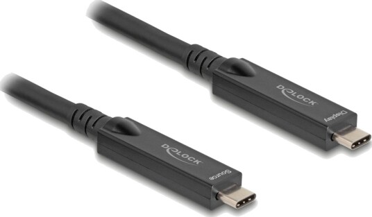 Delock Usb-Kabel 24 Pin Usb-C Hann Til 24 Pin Usb-C Hann Usb 2.0 20 V 3 A 10 M Active Optical Cable Aoc Usb Power Delivery 60W 8K 60Hz Støtte Svart