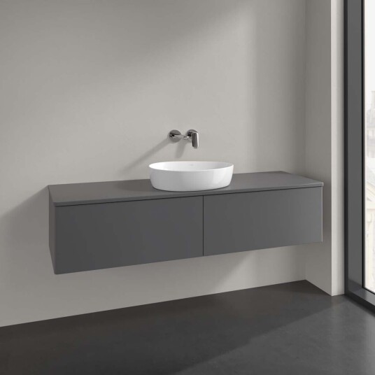 Villeroy & Boch Antao Servantskap med 2 skuffer 160x50x36 cm m/lys Antrasitt Matt Villeroy & Boch Antao Servantskap med 2 skuffer 160x50x36 cm m/lys Antrasitt Matt