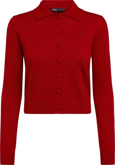Mango Cardigan With Buttons And Lapel Collar RED XL