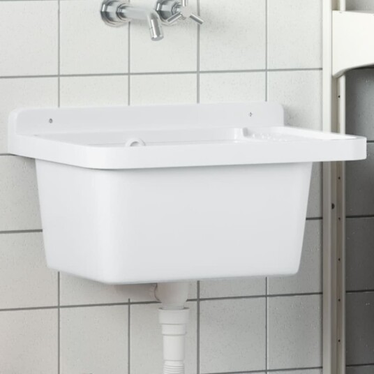 Veggmontert servant hvit 50x35x24 cm harpiks