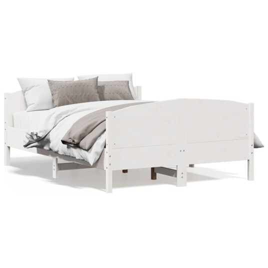 vidaXL Sengeramme med hodegavl hvit 150x200 cm heltre furu 8721012430143