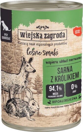 Wiejska Zagroda Våtfôr Dog Hjort Med Kanin 24 X 400 G