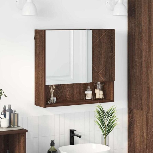 Speilskap Veggmontert brun eik 59 x 17 x 55 cm Konstruert tre