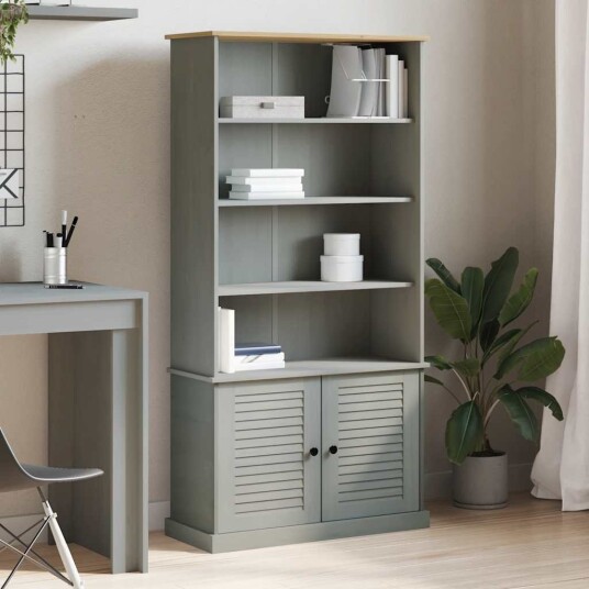 vidaXL Bokhylle VIGO gr? 85x35x170 cm heltre furu