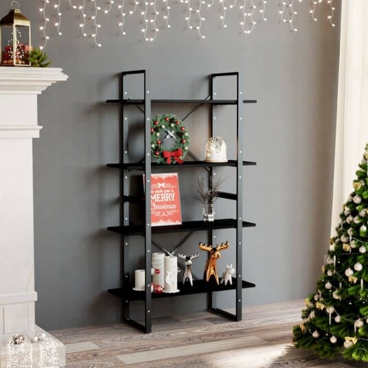 vidaXL Bokhylle 4 niv?er svart 80x30x140 cm heltre furu vidaXL Bokhylle 4 niv?er svart 80x30x140 cm heltre furu