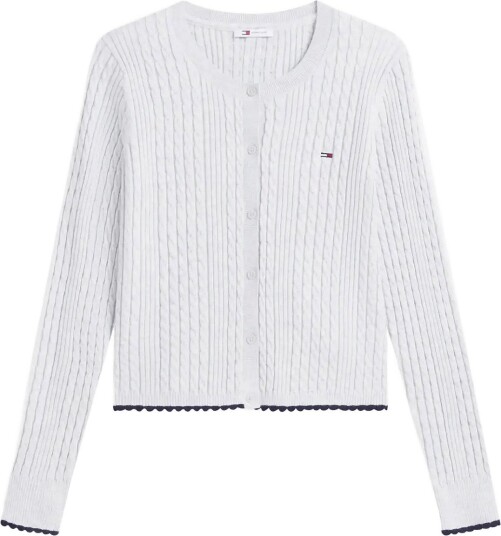 Tommy Jeans Tjw Cable Crew Neck Cardigan Ext Grey L