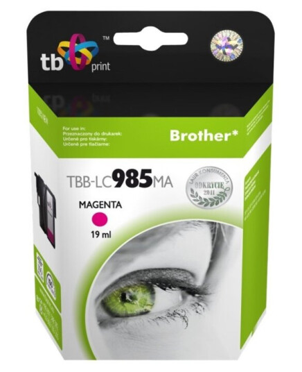 Tb - 19 Ml - Magenta - Kompatibel - Blekkpatron (Alternativ For: Brother Lc985m) - For Brother Dcp-J125 Dcp-J140 Dcp-J315 Dcp-J515 Mfc-J220 Mfc-J265 Mfc-J410 Mfc-J415