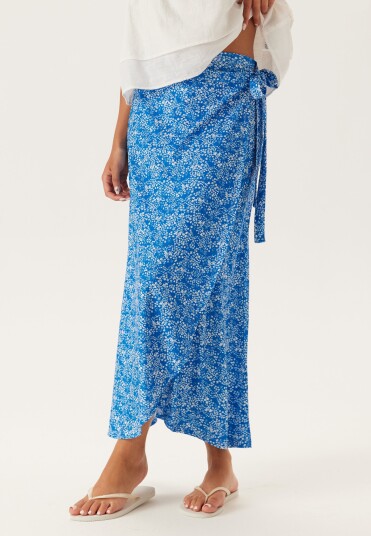 BUBBLEROOM Wrap Skirt Blue/Floral S BUBBLEROOM Wrap Skirt Blue/Floral S