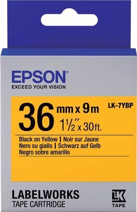 Epson Labelworks Lk 7Ybp Svart På Gult Rull 3,6 Cm X 9 M 1 KassettEr Merketape For Labelworks Lw 1000P Lw 900P Lw Z5000be Lw Z5010be Lw Z900fk Epson Labelworks Lk 7Ybp Svart På Gult Rull 3,6 Cm X 9 M 1 KassettEr Merketape For Labelworks Lw 1000P Lw 900P Lw Z5000be Lw Z5010be Lw Z900fk