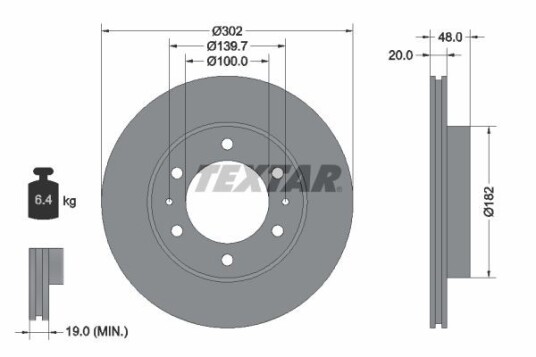 Bremseskive TEXTAR 92080400