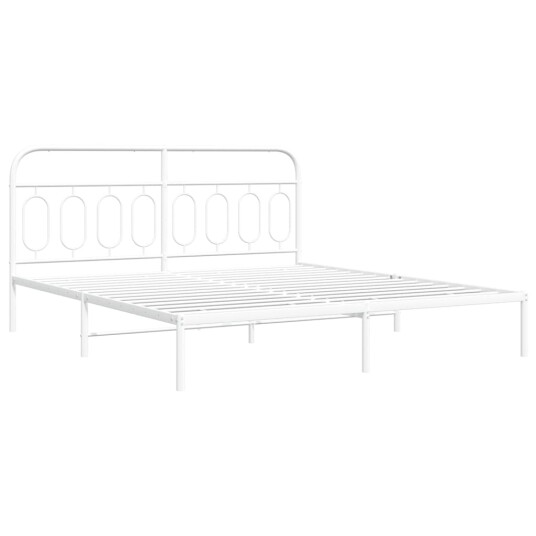 Sengeramme i metall med sengegavl hvit 160x200 cm 8721102646393