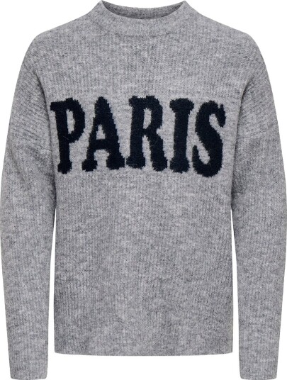 Kids Only Genser Strikk CookJerico Grey Melange/Paris/Dark Kids Only 9 10 år (134 140) Genser Grå Svart