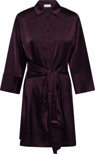 Dante6 Dante6 Noanne Bold Satin Shirt Wrap Dress   DARK PLUM   36