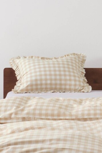 LAUREN FRILL putetrekk med volangen økologisk 70x50 cm Beige/white