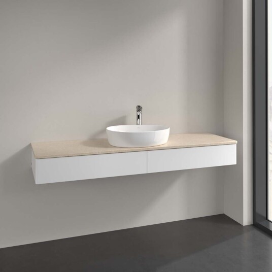 Villeroy & Boch Antao Servantskap med 2 skuffer 160x50x19 cm m/lys Hvit Matt/Crème