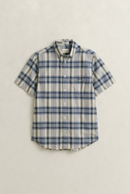 Madras rutete kortermet skjorte FADED DENIM XL